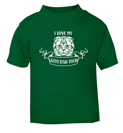 I love my scottish fold cat green baby toddler Tshirt 2 Years