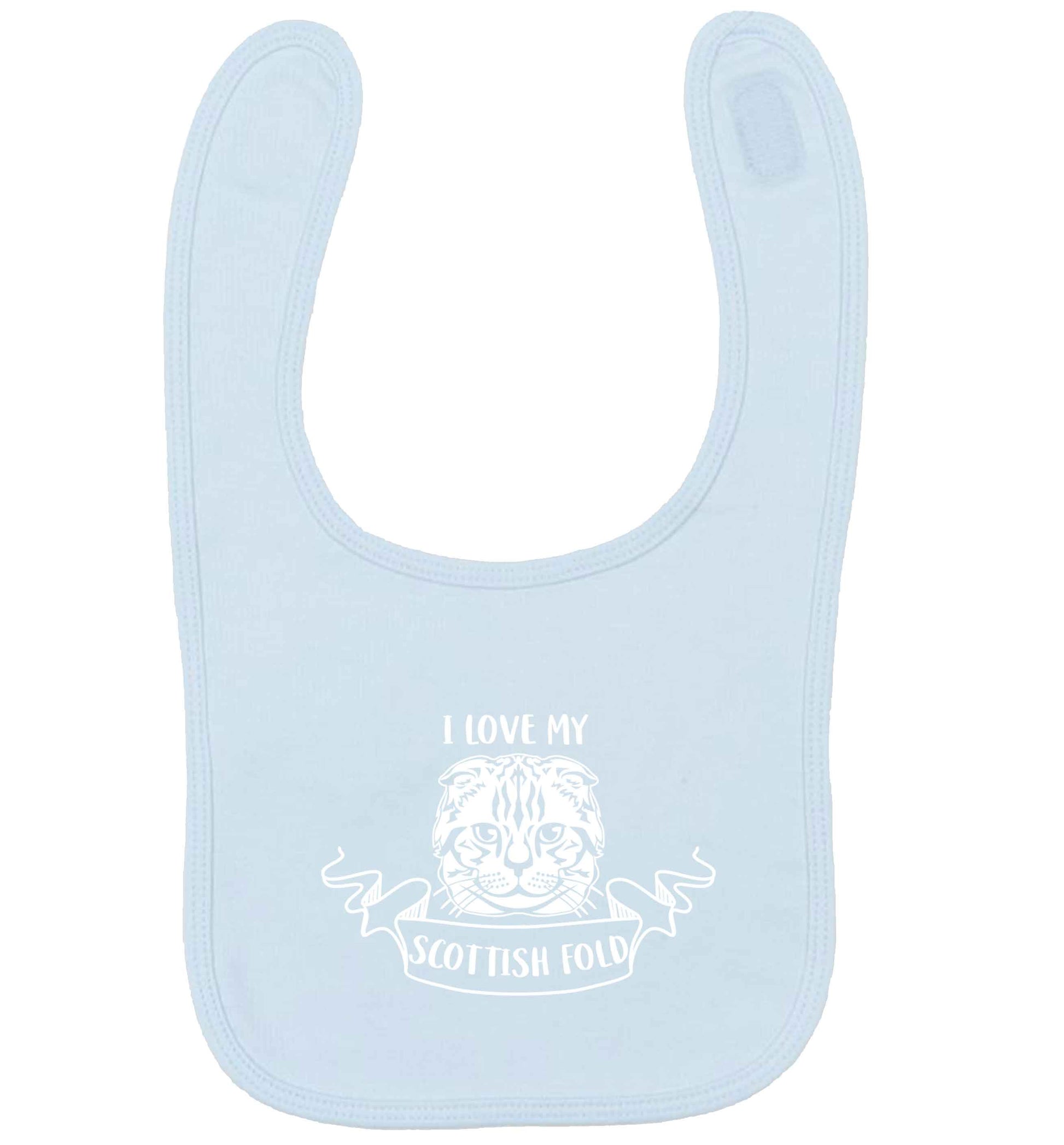 I love my scottish fold cat pale blue baby bib