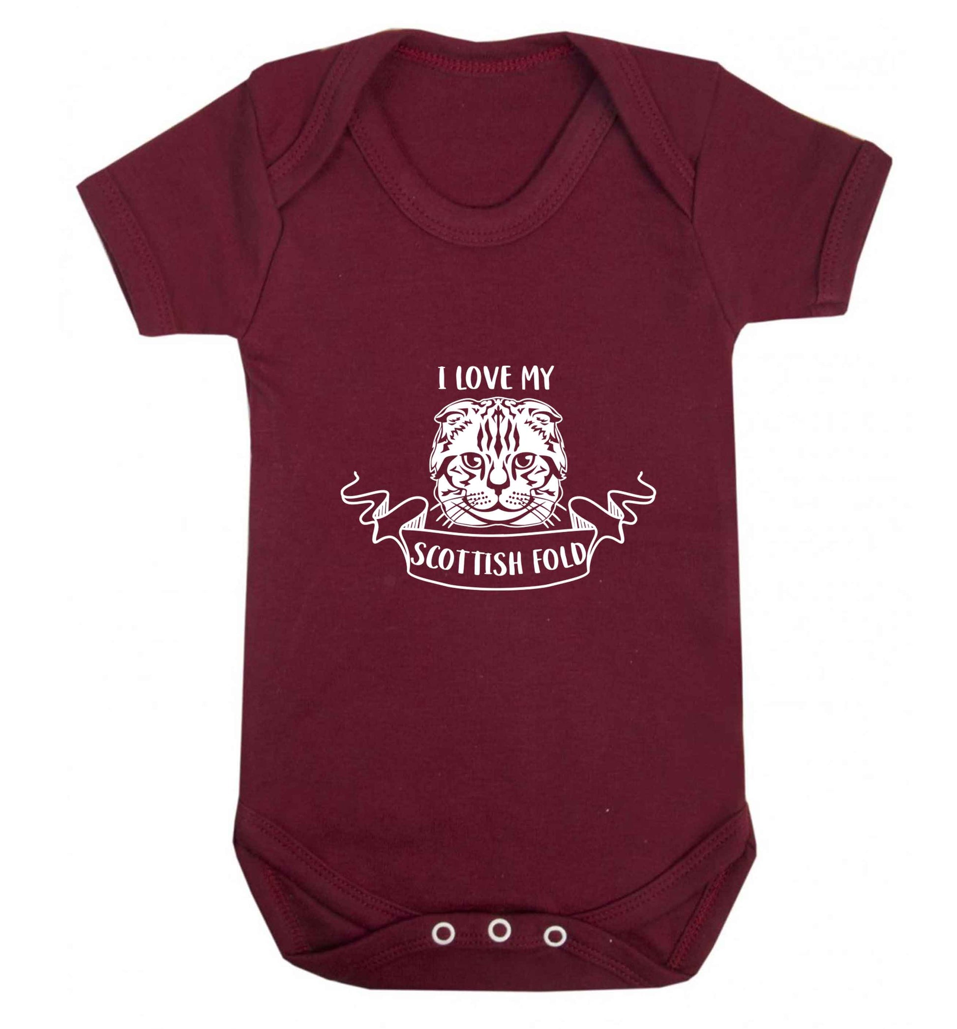 I love my scottish fold cat baby vest maroon 18-24 months