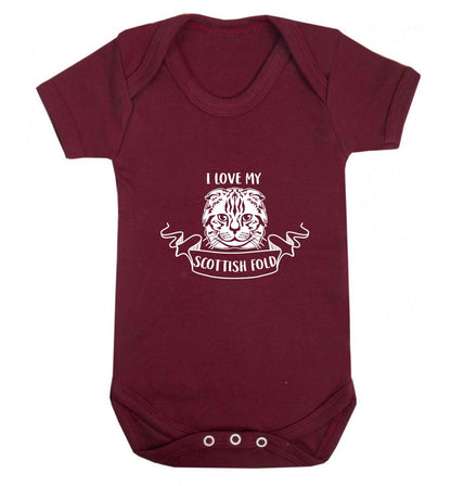 I love my scottish fold cat baby vest maroon 18-24 months
