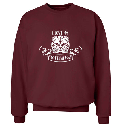 I love my scottish fold cat adult's unisex maroon sweater 2XL