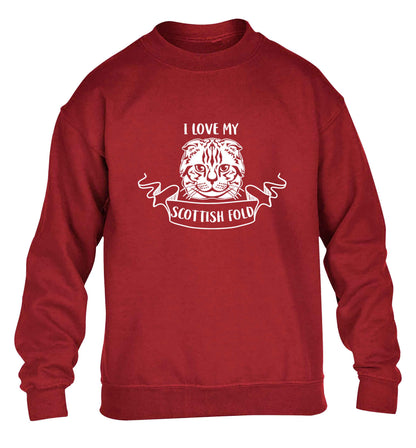 I love my scottish fold cat children's grey sweater 12-13 Years