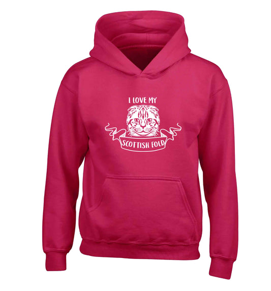 I love my scottish fold cat children's pink hoodie 12-13 Years