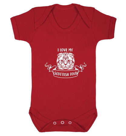 I love my scottish fold cat baby vest red 18-24 months