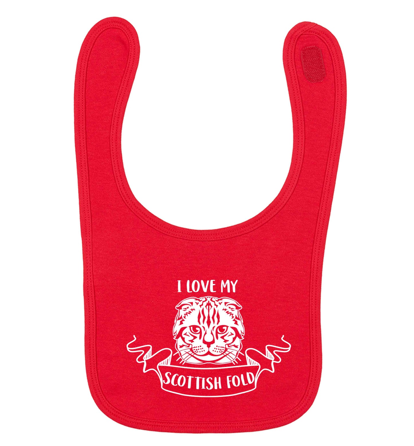 I love my scottish fold cat red baby bib