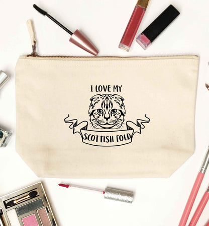 I love my scottish fold cat natural makeup bag