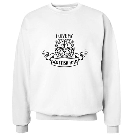 I love my scottish fold cat adult's unisex white sweater 2XL