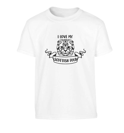 I love my scottish fold cat Children's white Tshirt 12-13 Years