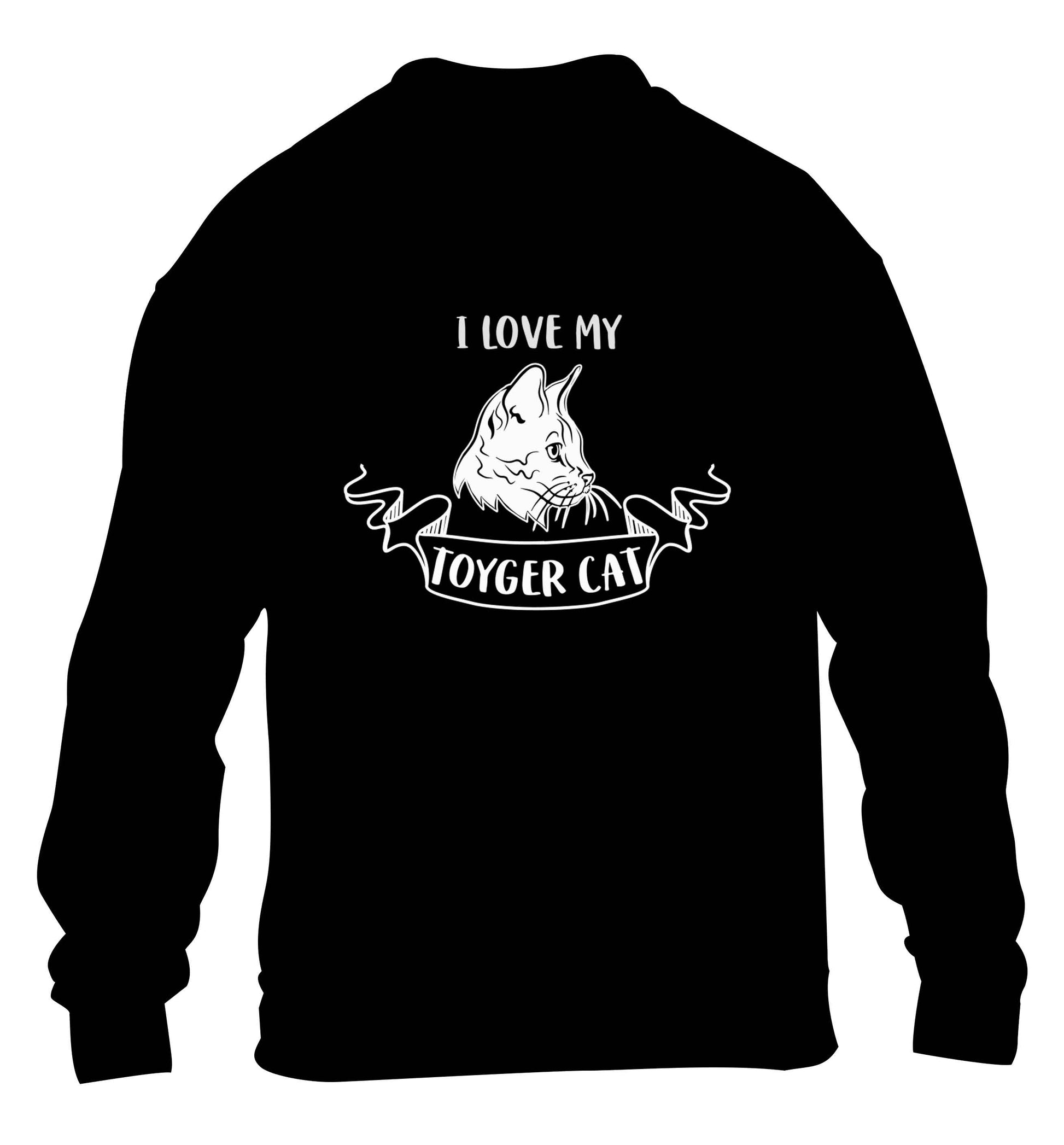 I love my toyger cat children's black sweater 12-13 Years