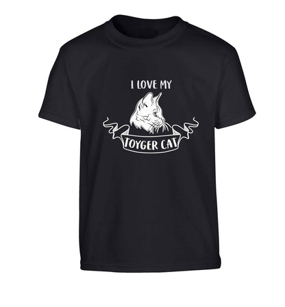 I love my toyger cat Children's black Tshirt 12-13 Years