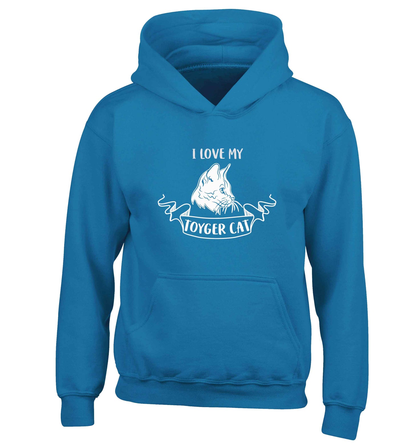 I love my toyger cat children's blue hoodie 12-13 Years