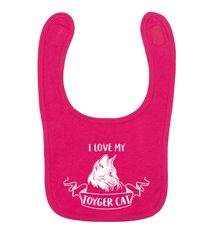 I love my toyger cat dark pink baby bib