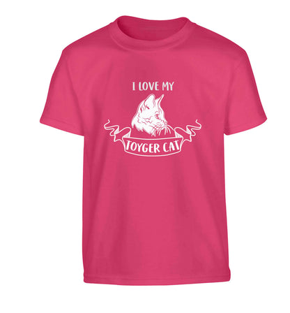 I love my toyger cat Children's pink Tshirt 12-13 Years
