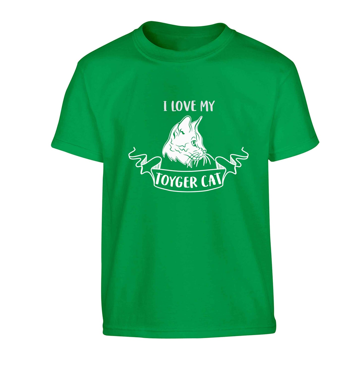 I love my toyger cat Children's green Tshirt 12-13 Years