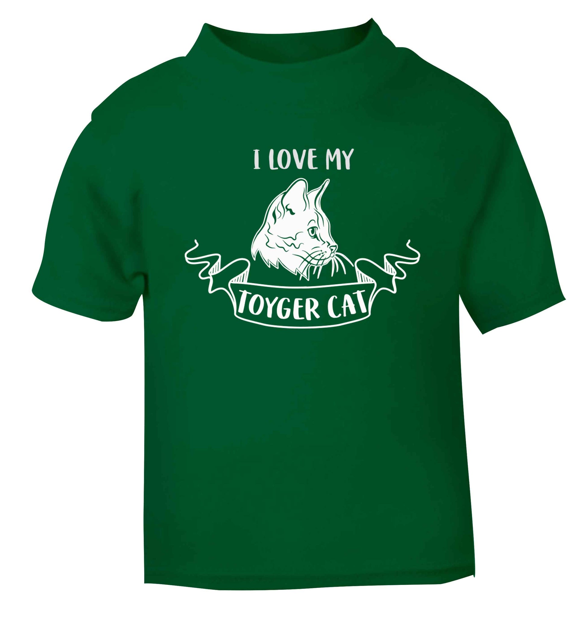 I love my toyger cat green baby toddler Tshirt 2 Years