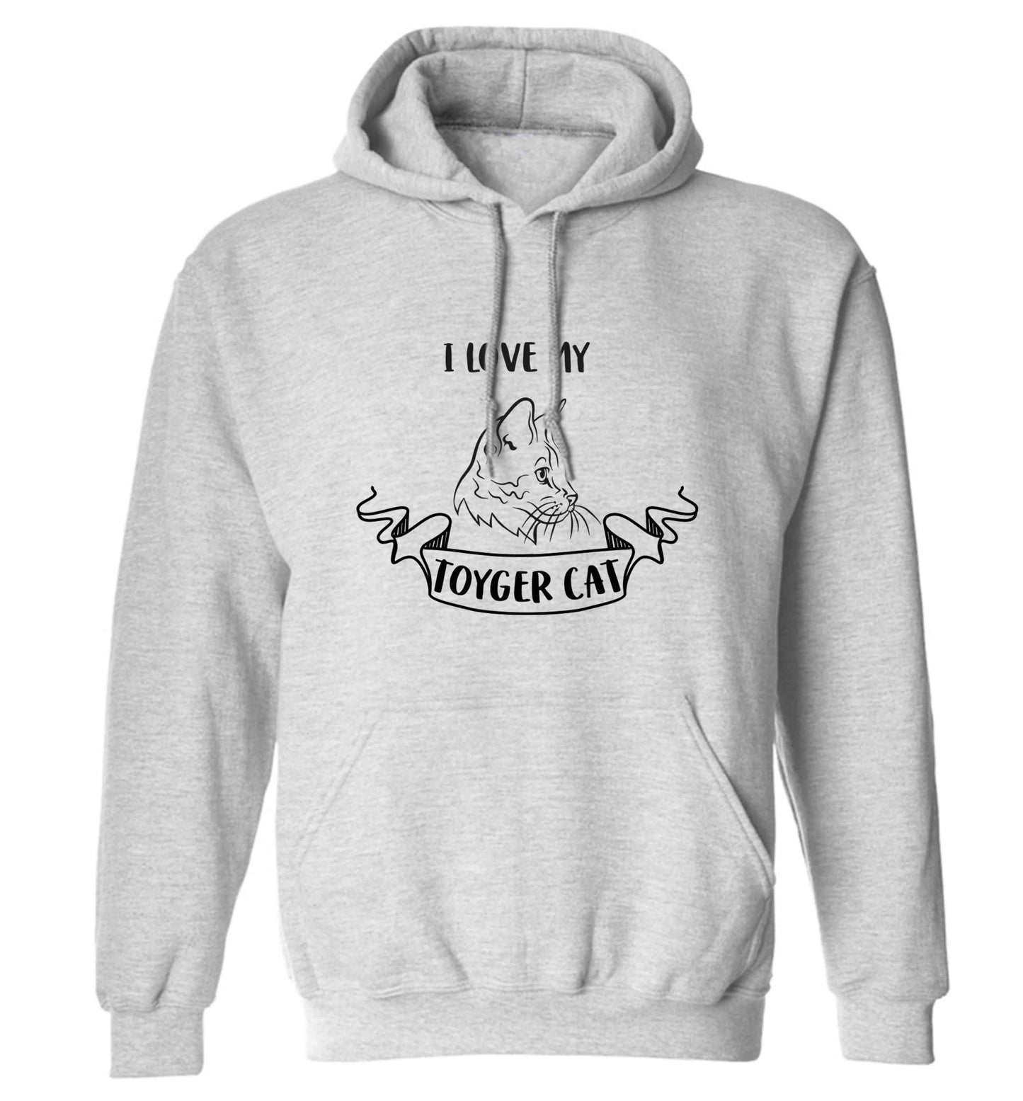 I love my toyger cat adults unisex grey hoodie 2XL