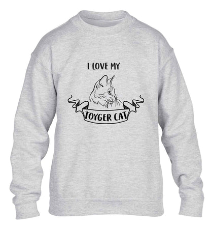 I love my toyger cat children's grey sweater 12-13 Years