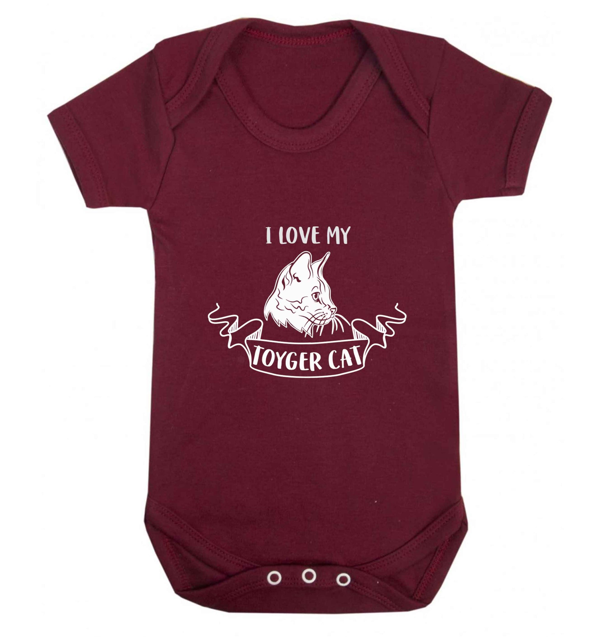 I love my toyger cat baby vest maroon 18-24 months