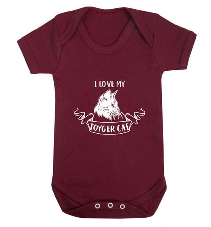 I love my toyger cat baby vest maroon 18-24 months
