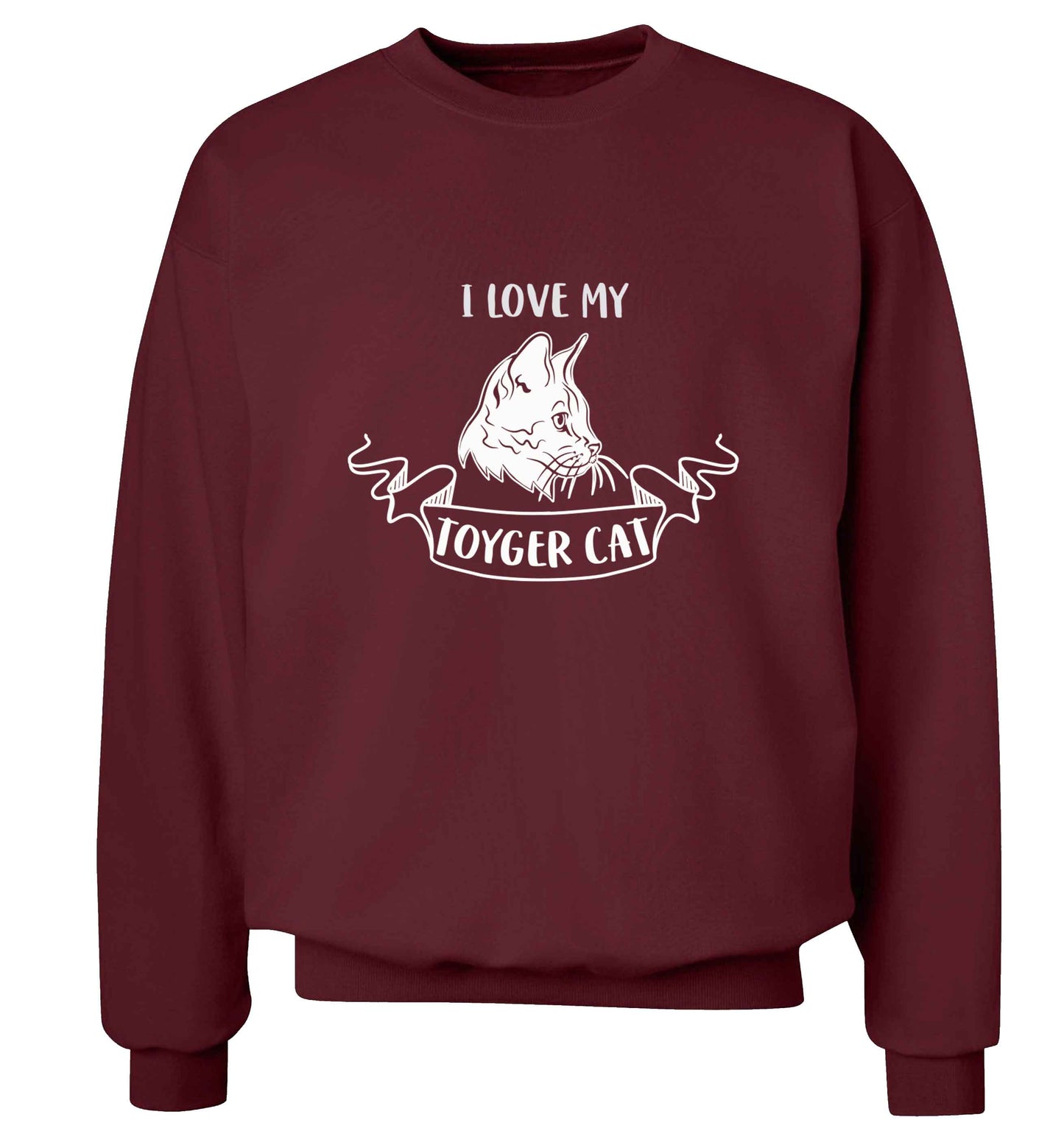 I love my toyger cat adult's unisex maroon sweater 2XL