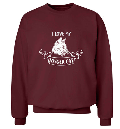 I love my toyger cat adult's unisex maroon sweater 2XL