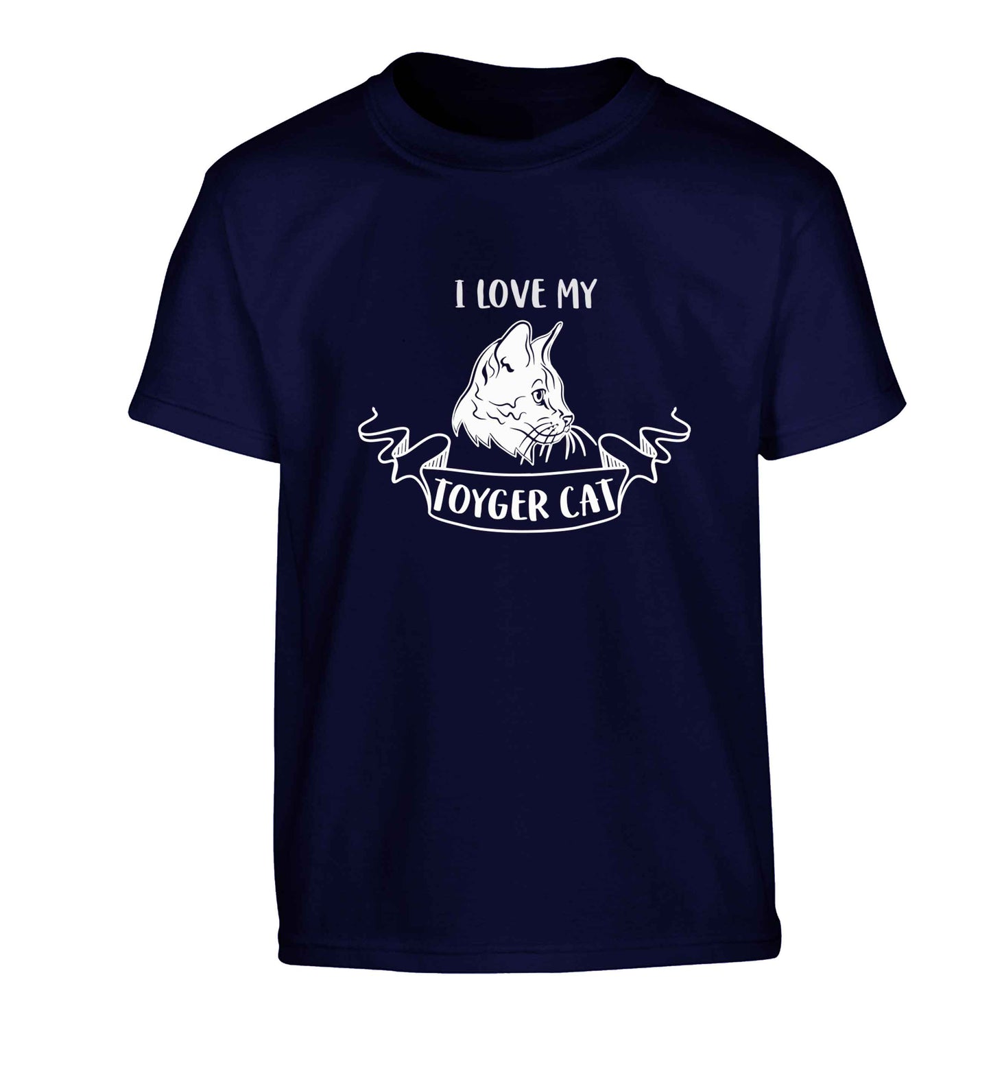 I love my toyger cat Children's navy Tshirt 12-13 Years