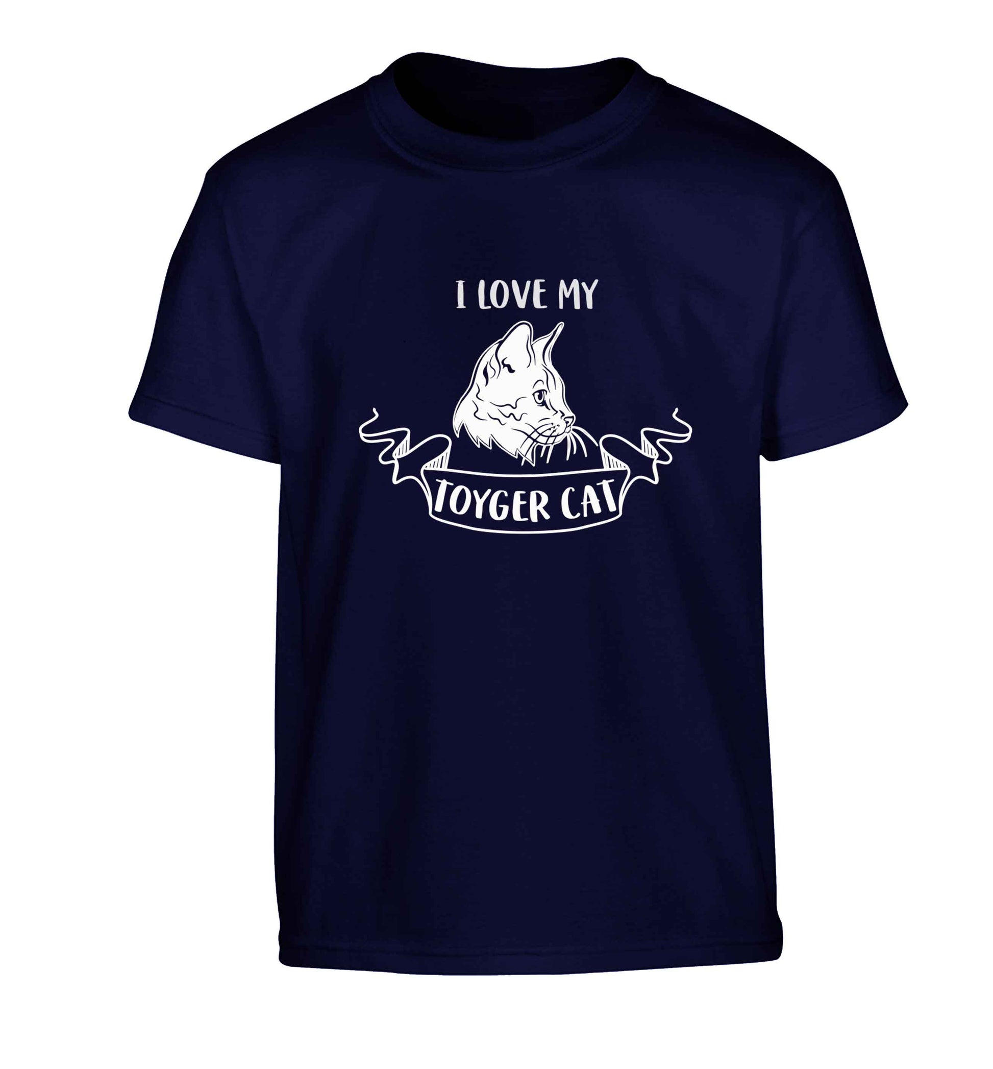 I love my toyger cat Children's navy Tshirt 12-13 Years