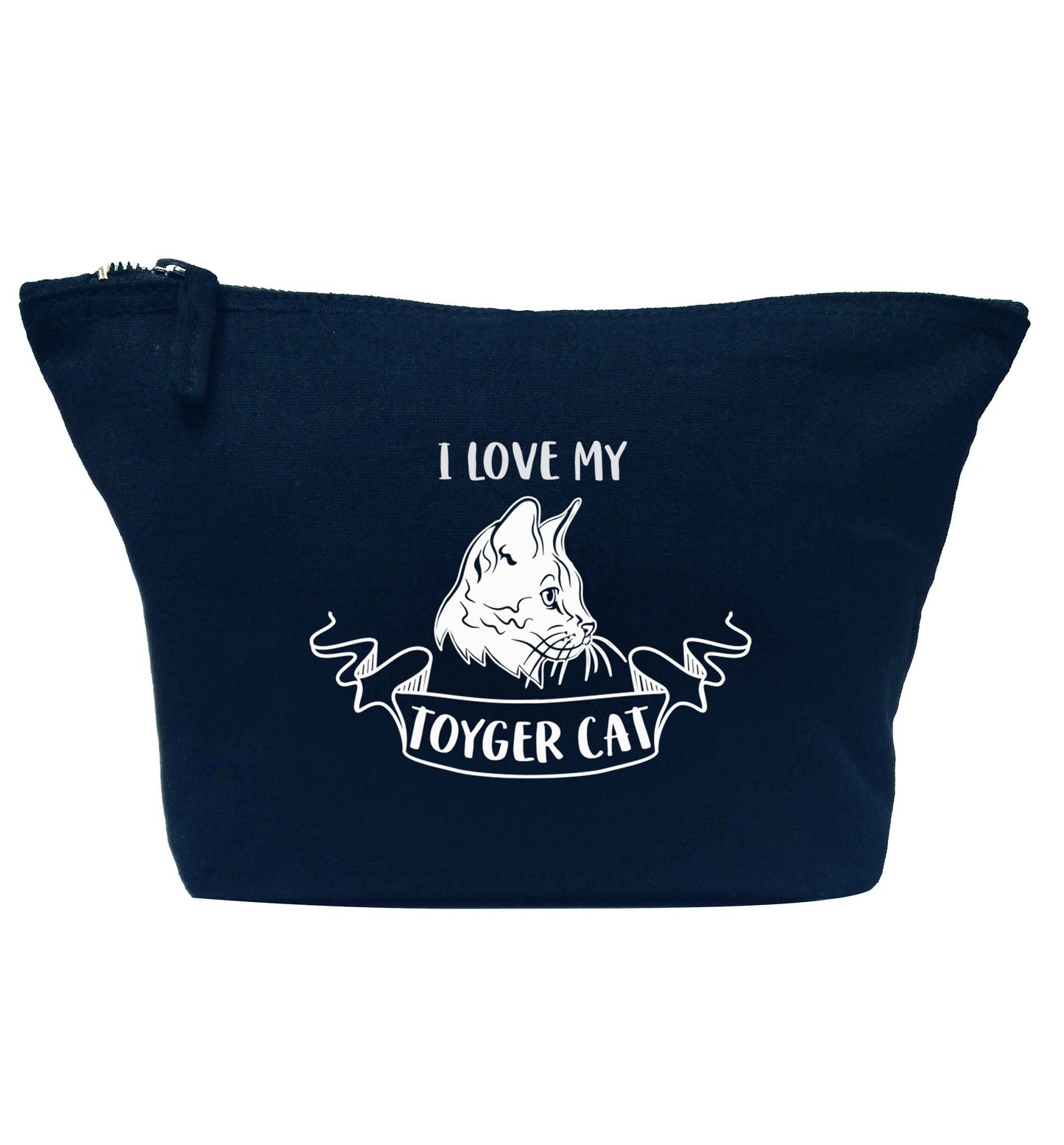 I love my toyger cat navy makeup bag