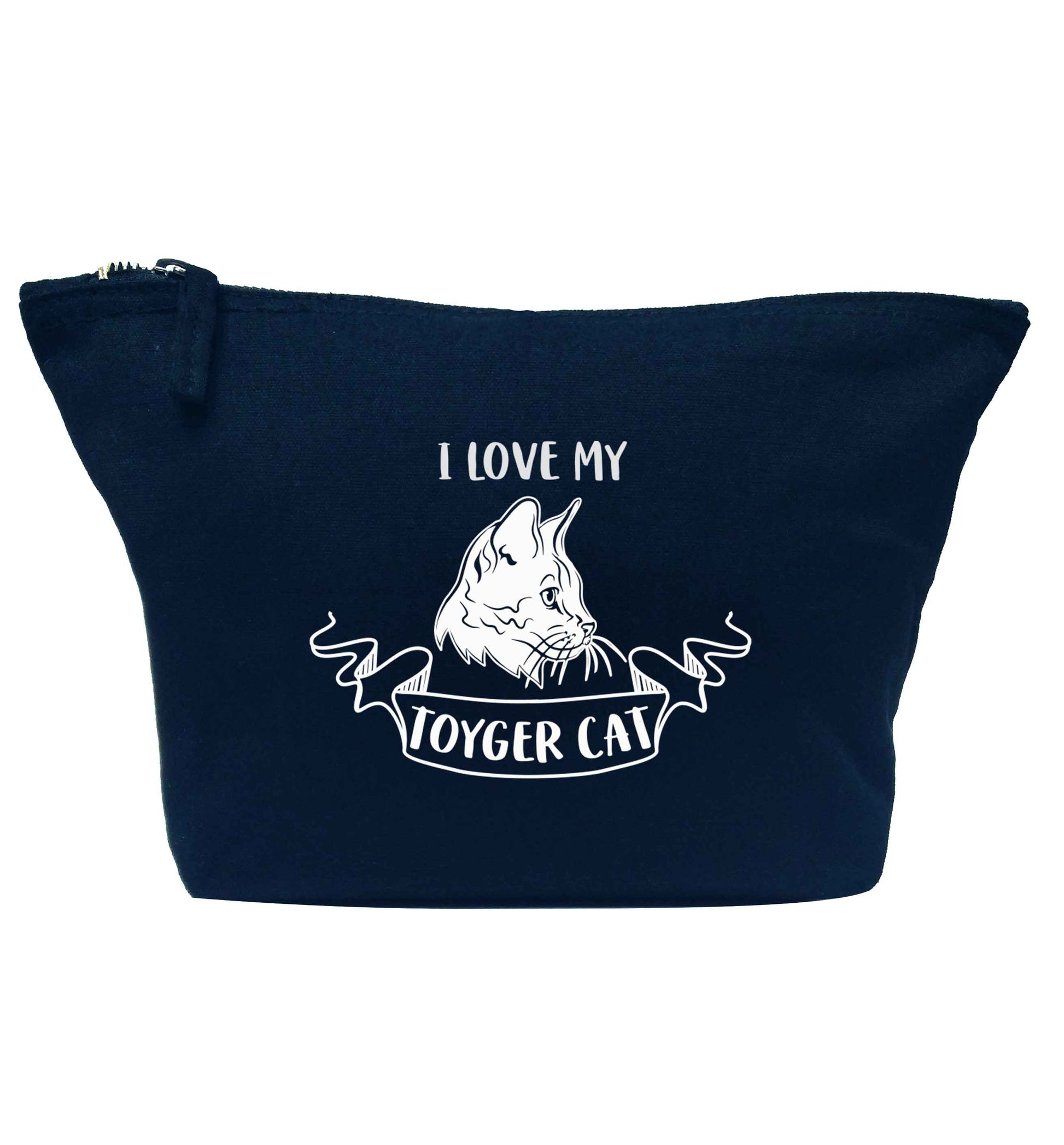 I love my toyger cat navy makeup bag