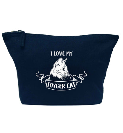 I love my toyger cat navy makeup bag