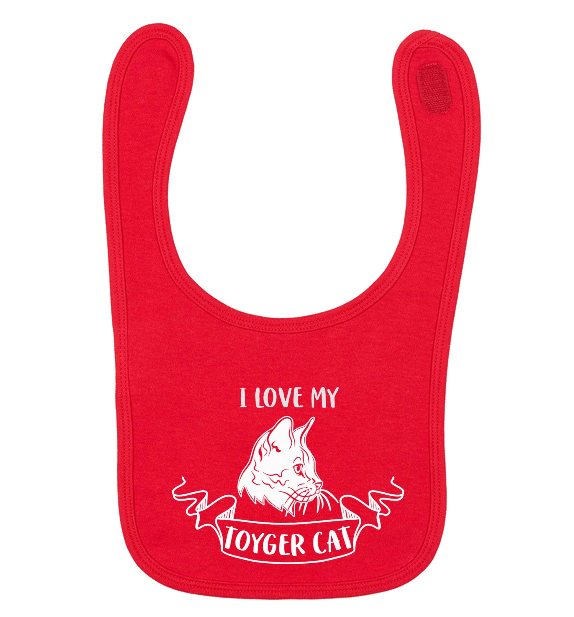 I love my toyger cat red baby bib