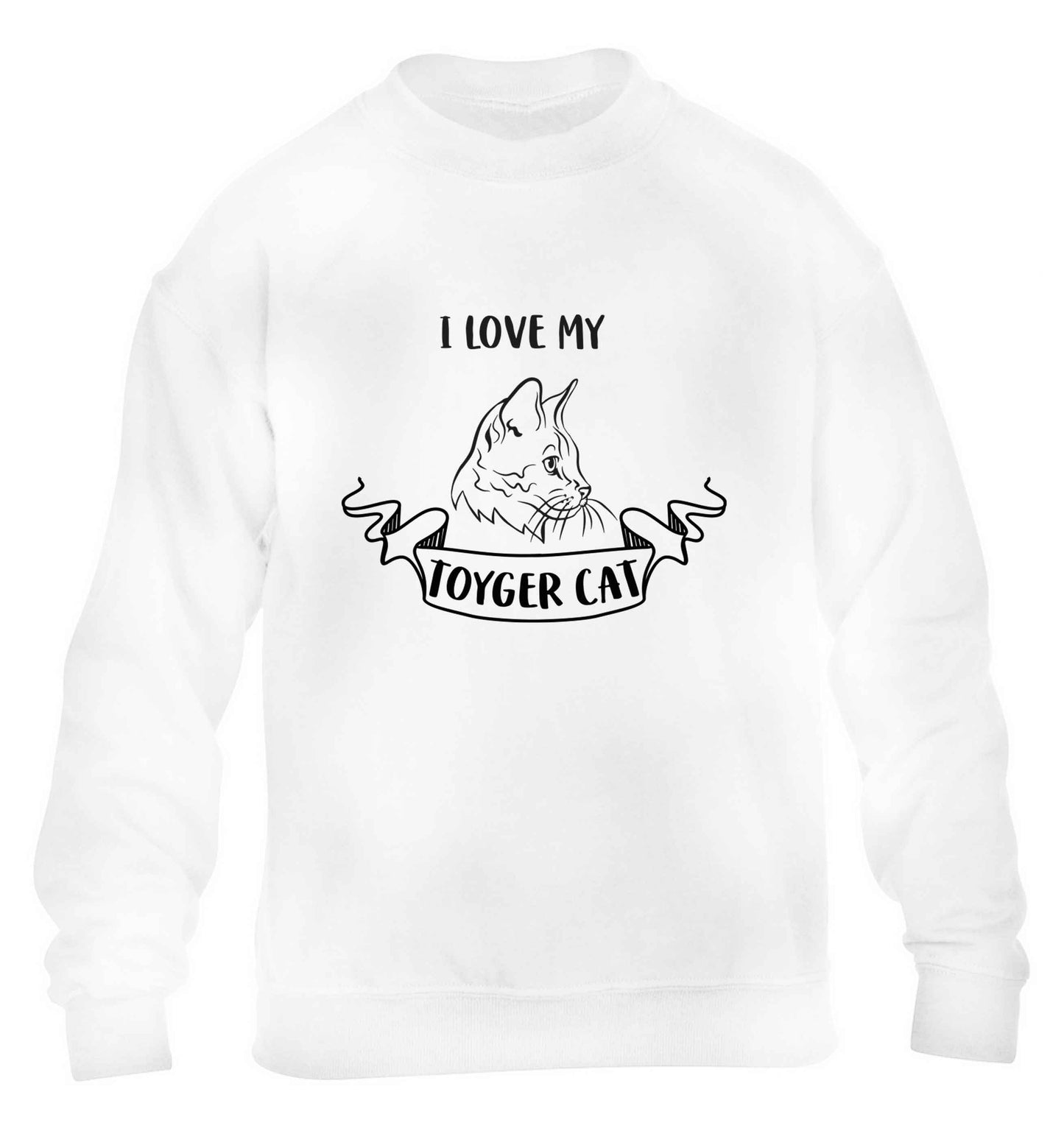 I love my toyger cat children's white sweater 12-13 Years