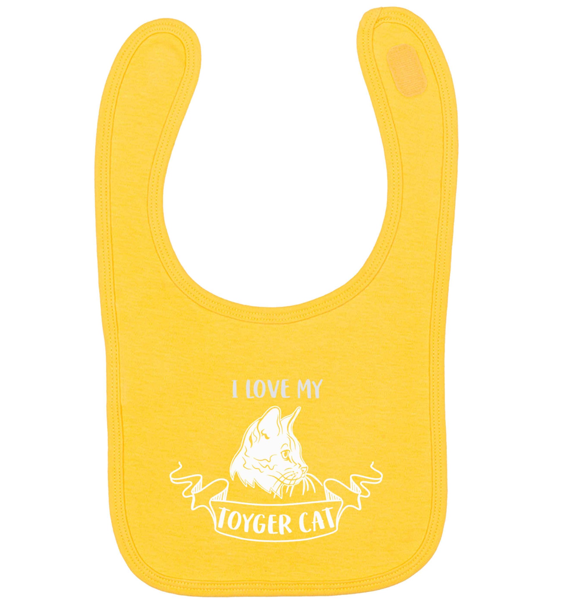 I love my toyger cat yellow baby bib