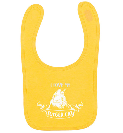 I love my toyger cat yellow baby bib