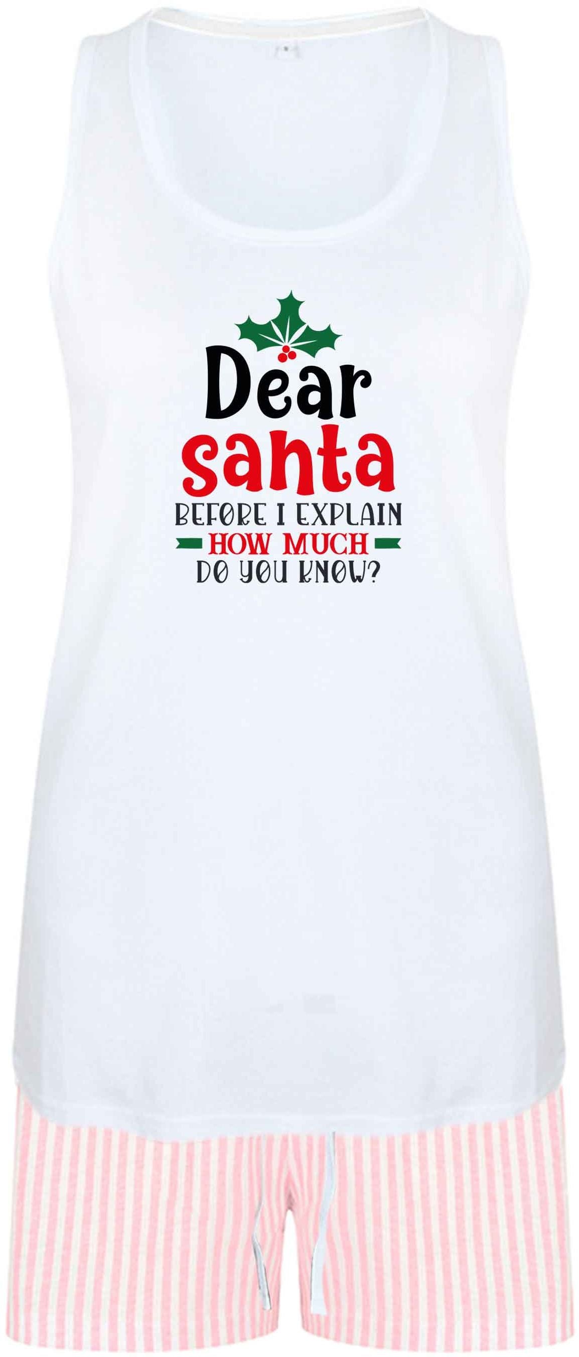 Santa before I explain how much do you know? size XL women's pyjama shorts set in pink 