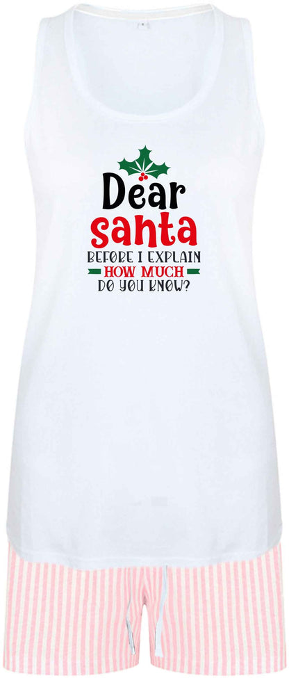 Santa before I explain how much do you know? size XL women's pyjama shorts set in pink 