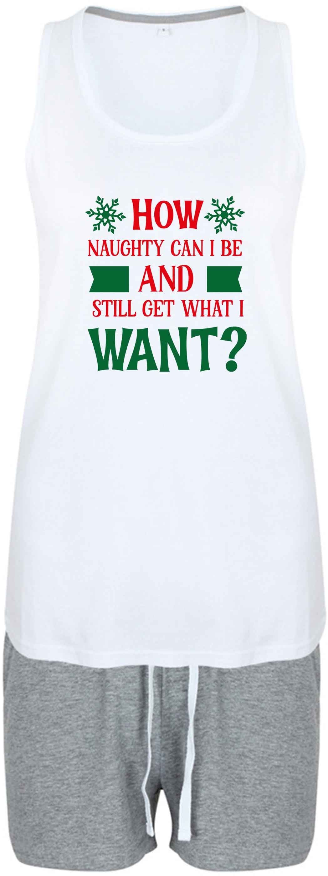How naughty can I be and still get what I want? size XL women's pyjama shorts set in pink 