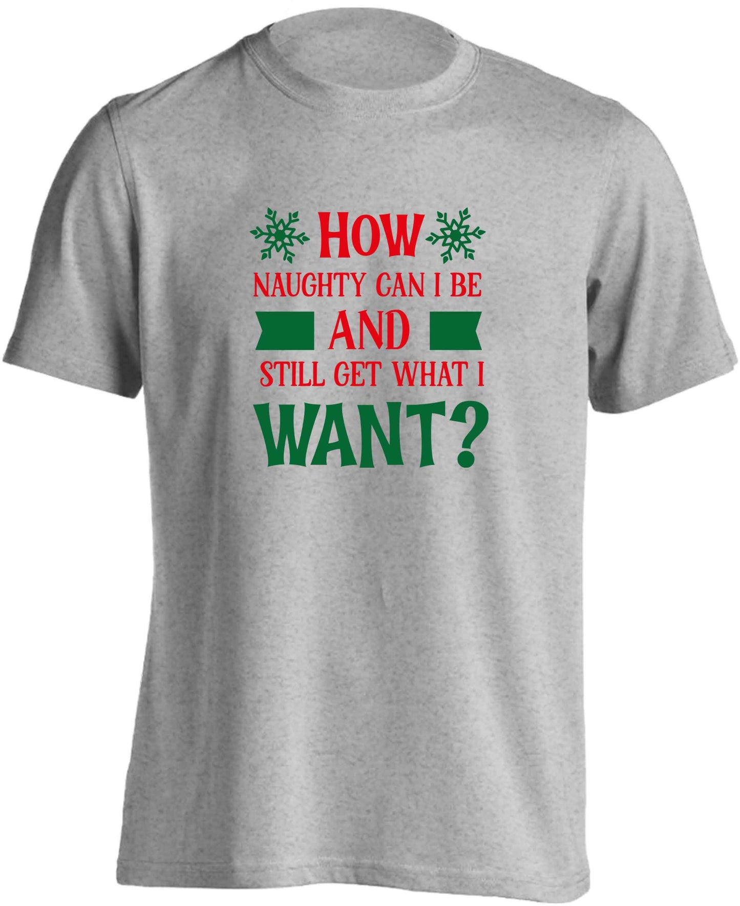 How naughty can I be and still get what I want? adults unisex grey Tshirt 2XL