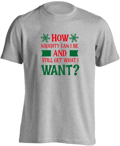 How naughty can I be and still get what I want? adults unisex grey Tshirt 2XL