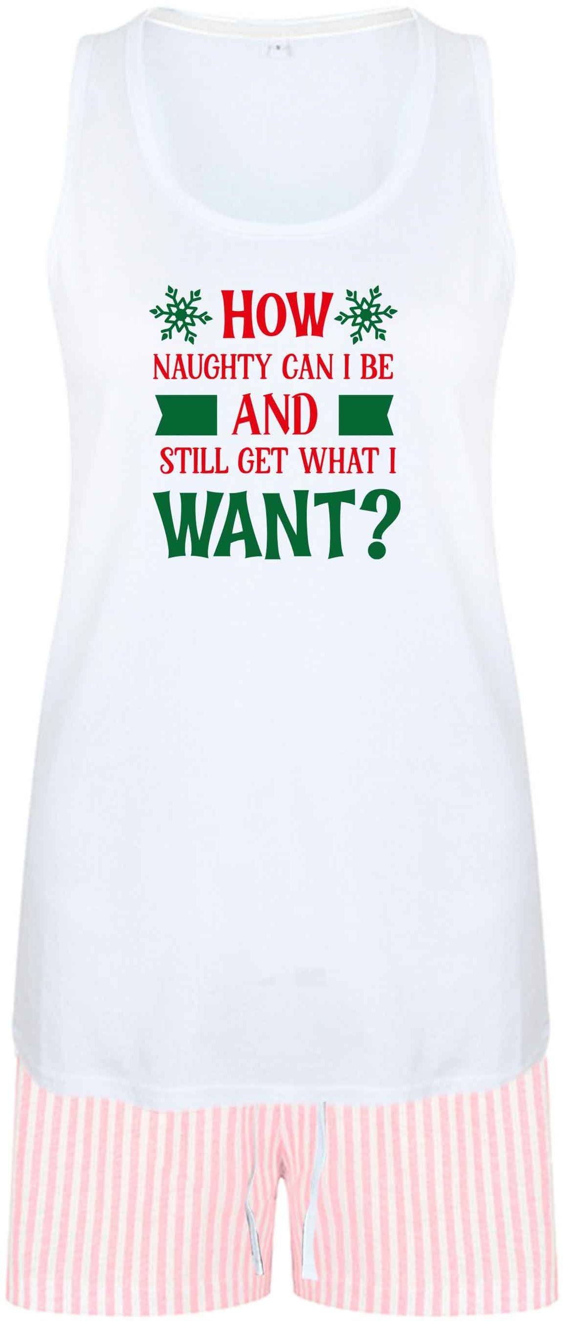 How naughty can I be and still get what I want? size XL women's pyjama shorts set in pink 