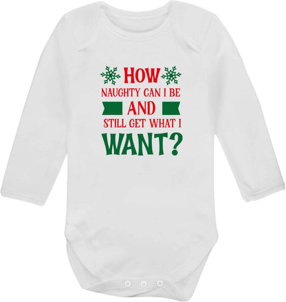 How naughty can I be and still get what I want? baby vest long sleeved white 6-12 months