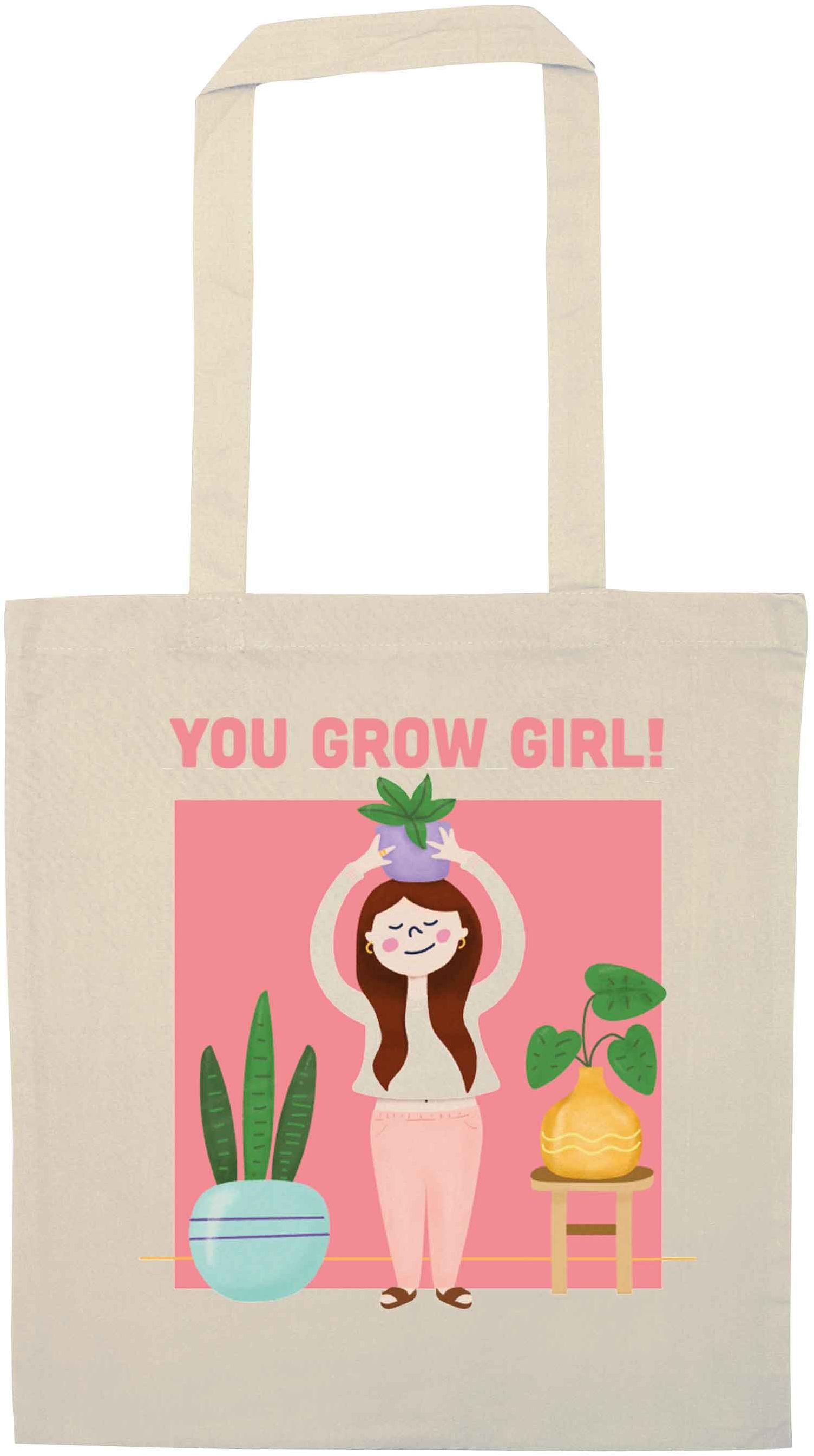 You grow girl natural tote bag