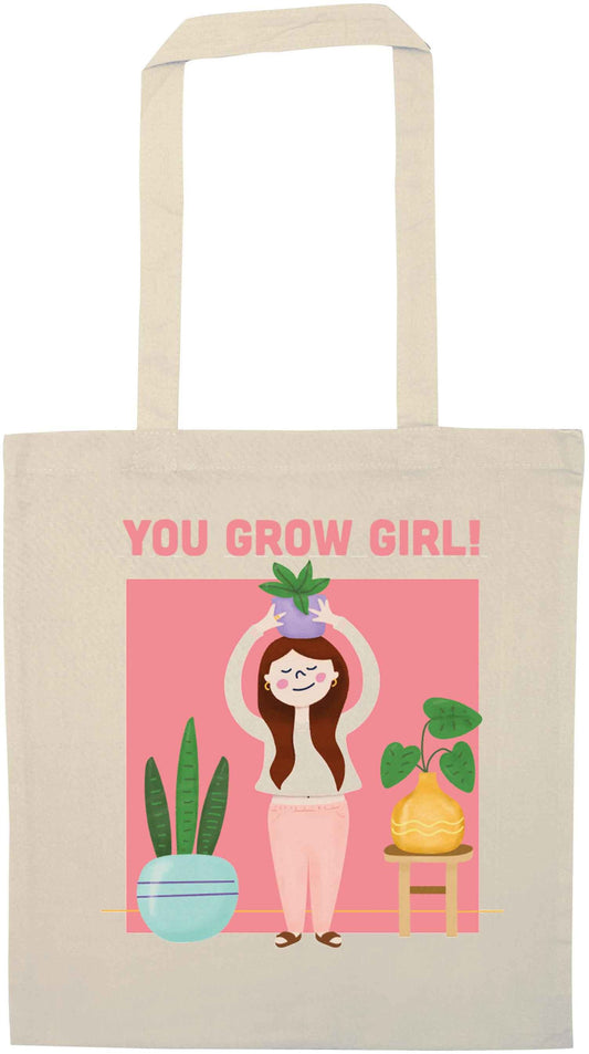 You grow girl natural tote bag