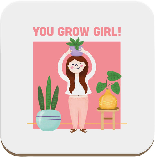 You grow girl set of four coasters