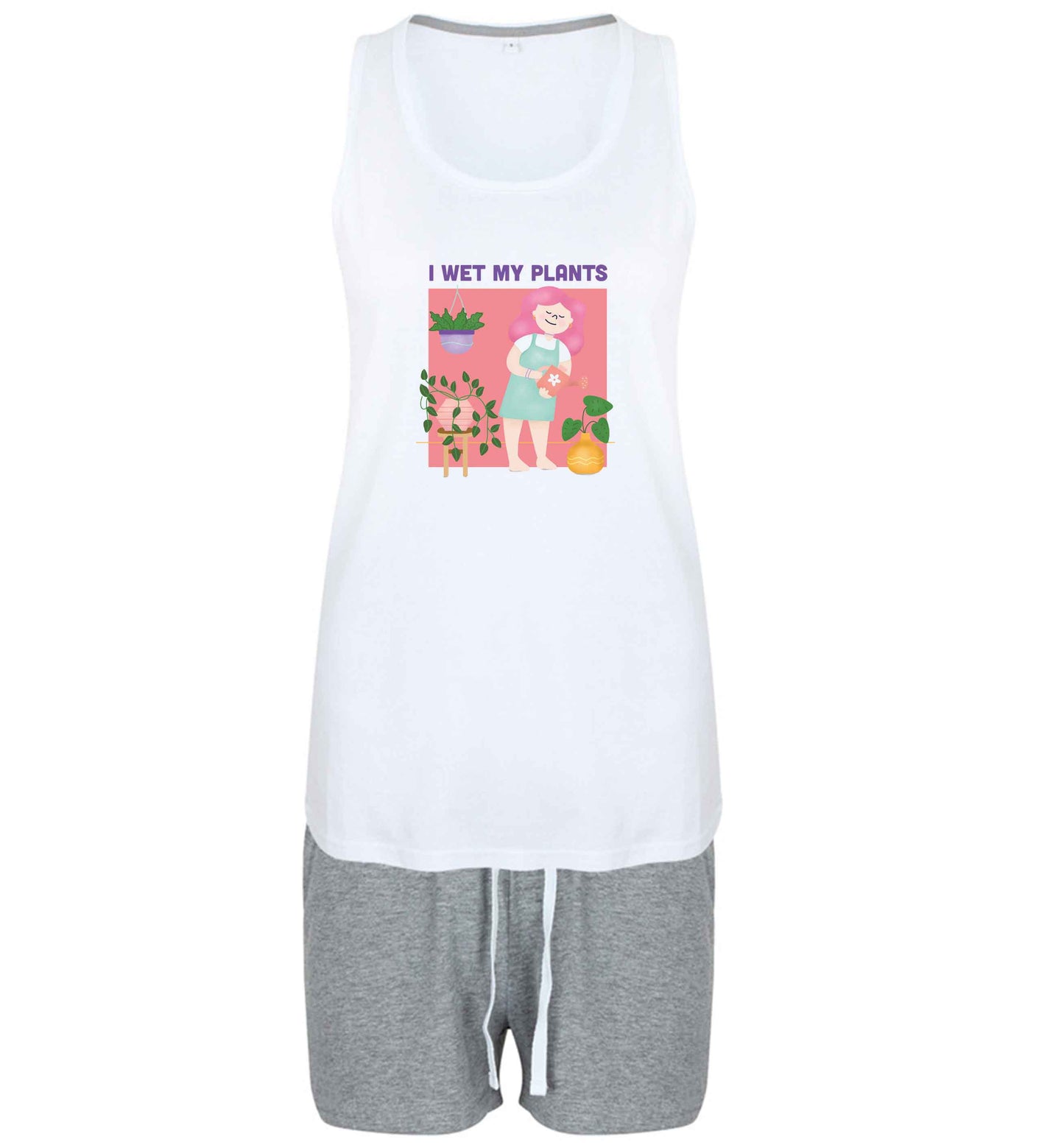 I wet my plants size XL women's pyjama shorts set in pink 