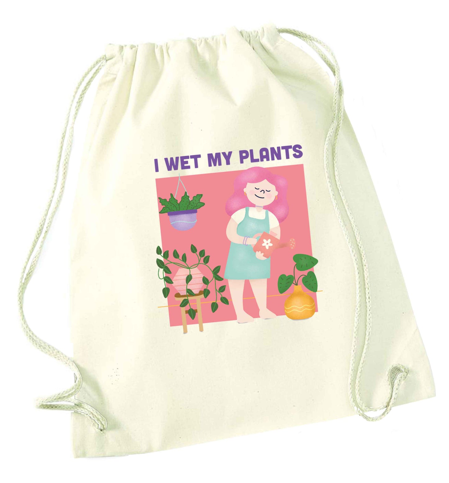 I wet my plants natural drawstring bag
