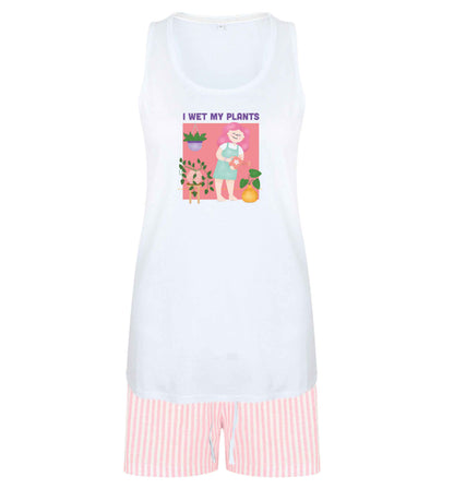 I wet my plants size XL women's pyjama shorts set in pink 