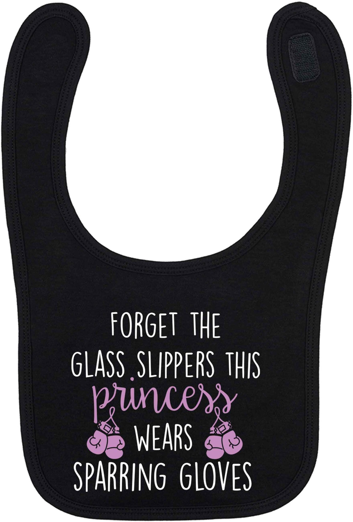 Forget the glass slippers this princess wears sparring gloves black baby bib