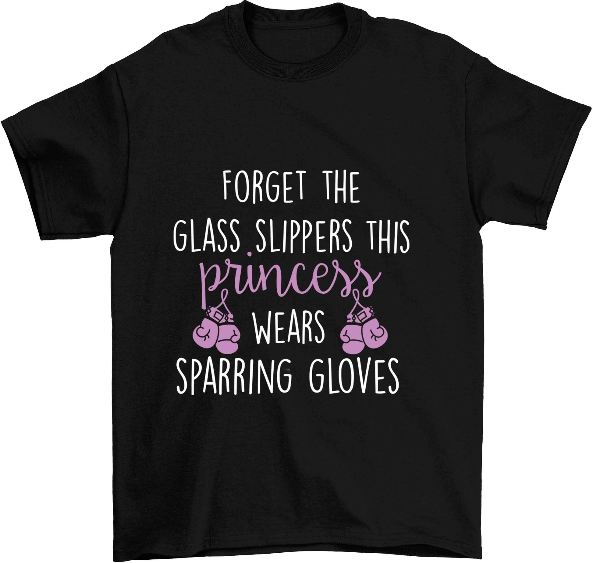 Forget the glass slippers this princess wears sparring gloves Children's black Tshirt 12-13 Years