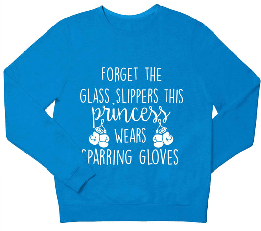 Forget the glass slippers this princess wears sparring gloves children's blue sweater 12-13 Years